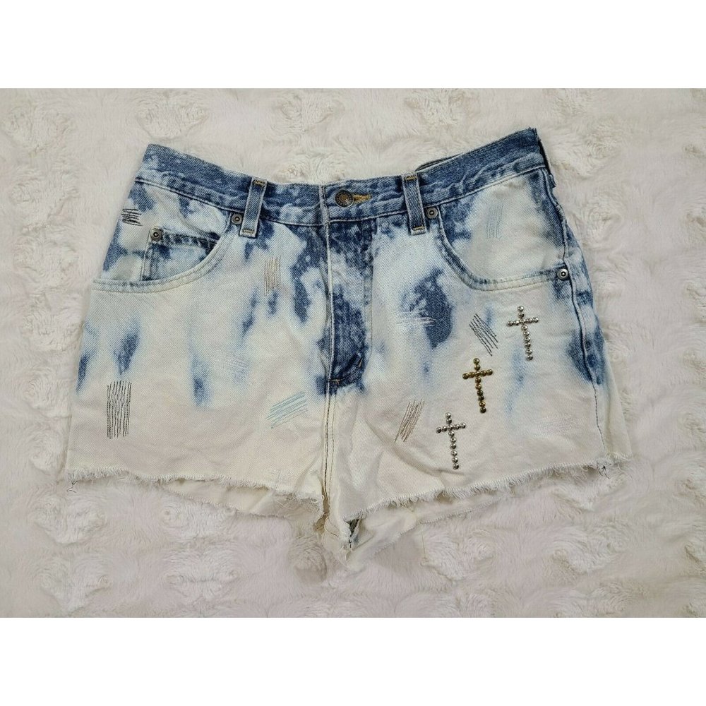 Vintage Lands’ End Women's size 8 Bleach Distressed Cut Off Jean Shorts Denim